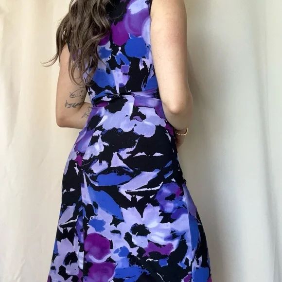 Stylish Purple and Black Sleeveless Dress - Picture 5 of 6